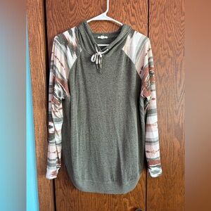 Maurices Olive and Patterned Hoodie
